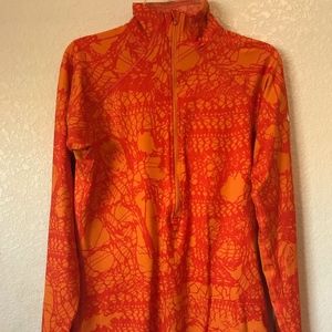 Orange Nike Pro abstract sweater thumbhole, medium